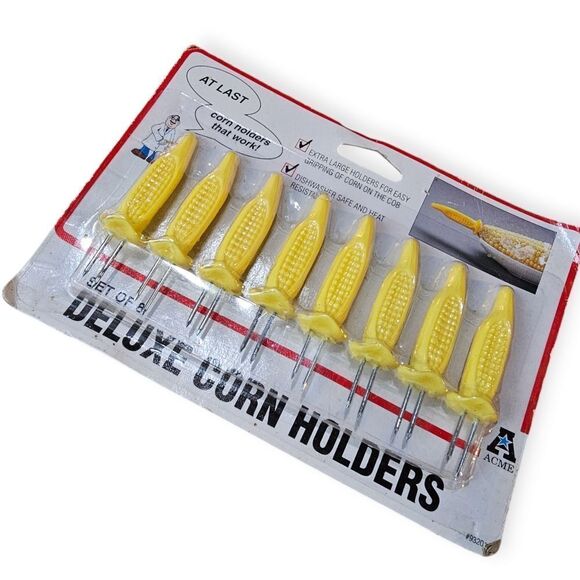 🌼3/$30 Vintage Acme 1996 NIB Yellow Corn Holders - Picture 1 of 5